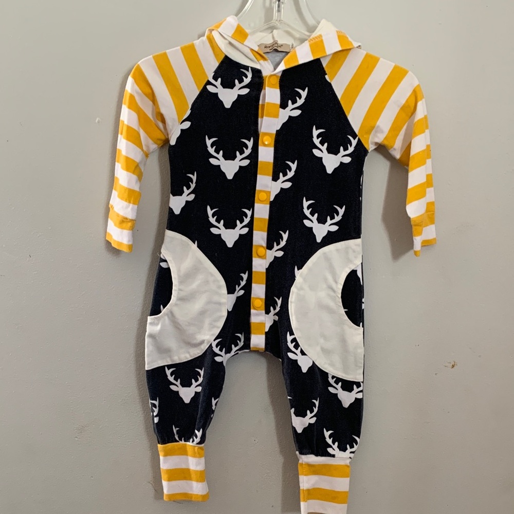 Striped Deer Print Kids Footie